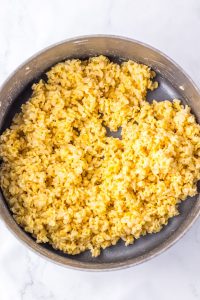 rice krispies mixed with the melted marshmallwos